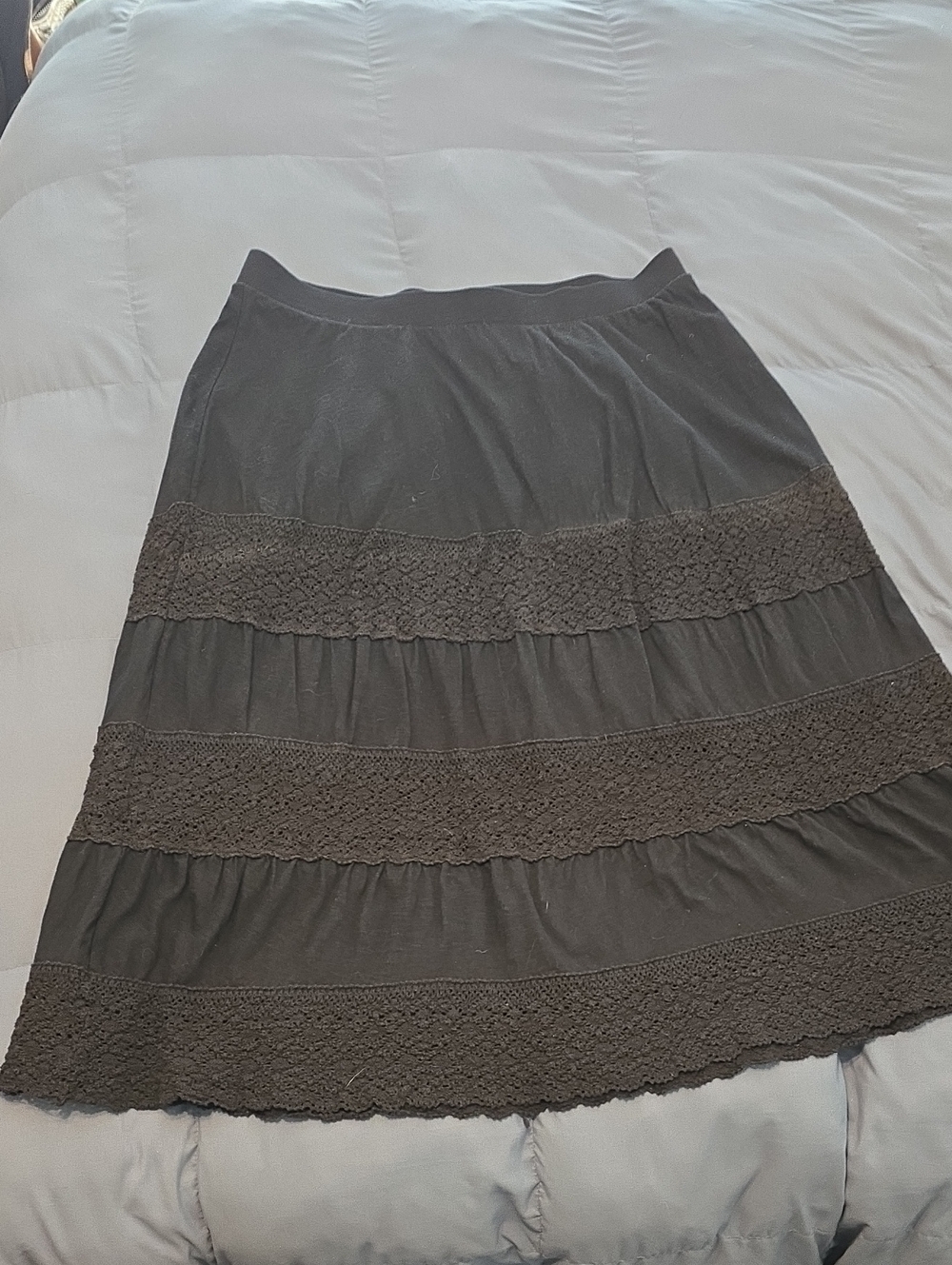 Lane Bryant Black Tiered Lace Band A-Line Skirt